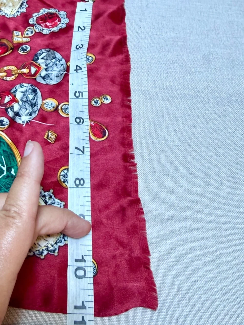 Vintage Oscar de la Renta Pure Silk Scarf Gems and Jewels